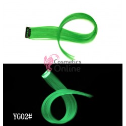 Extensie de par suvita simpla dreapta Glow Dark de 50 cm cu clips - YG02 Verde
